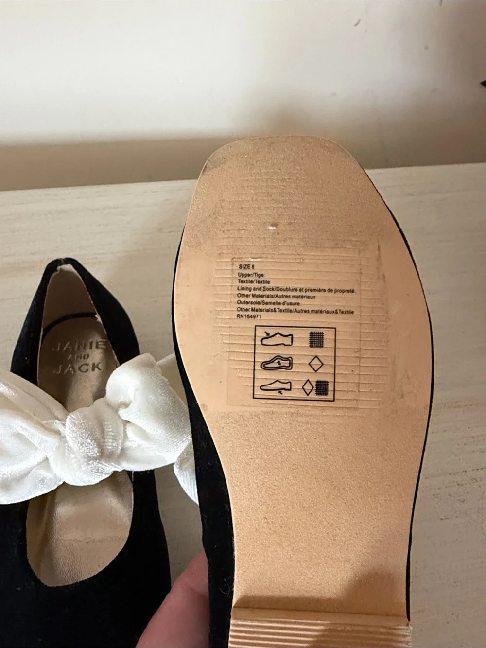 Janie and Jack Black Velvet Mary Janes with Cream Bows